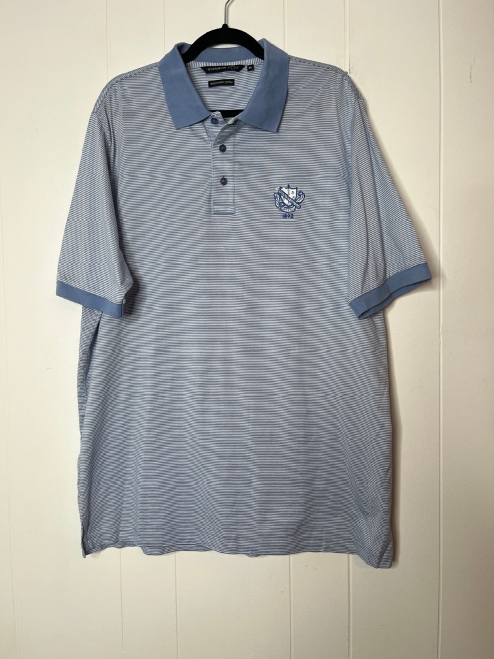 Glenmuir 1891 Aberdovey Golf Club Stripe Polo Shirt Blue Mercerized Cotton XL
